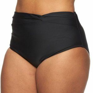 Plus Size Pink Envelope High-Waisted Brief Bottoms Black